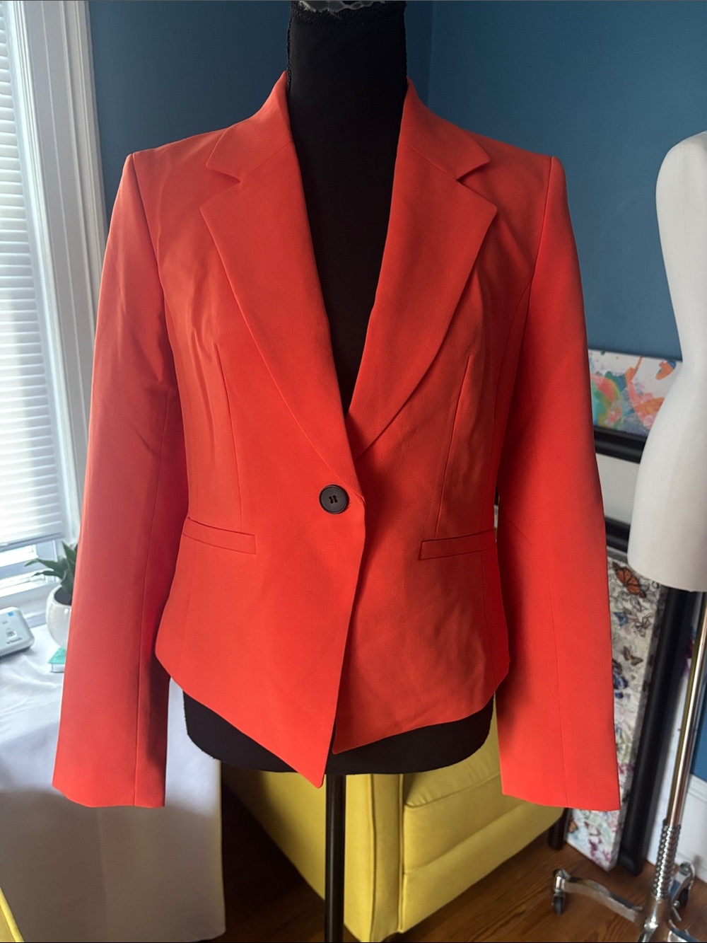 Women's orange Single-Button Tailored Blazer size small
